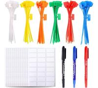 Mevronisshop-Lot De 150 Attaches De Marqueur De Câble En Nylon 6 Couleurs 15,2 Cm Avec Étiquettes Autocollantes Pour Écrire Sur Ethernet Avec 3 Marqueurs Et 288 Étiquettes De Câble Blanches Pour