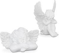 MEVRONISSHOP-Lot de 2 Anges funèbre, Statue Gracieuse, résistant aux intempéries et au Gel, Pierre Artificielle, Blanc
