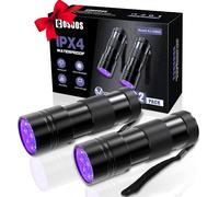 Mevronisshop-Lot De 2 Lampes De Poche Uv, Lampe De Poche À Lumière Noire 12 Led 395 Nm Mini Détecteur De Torche Pour Chien, Taches D'urine, Punaises De Lit Et Scorpions. (Piles Non Incluses)