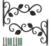 MEVRONISSHOP-Lot de 2 Pièces Crochet Support de Suspension Plante 12 Pouce Support de Montage Mural en Fonte Crochet de Suspension de Plantes Décoratif pour Plantes Suspendues, Mangeoires Oiseaux, La