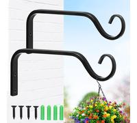 MEVRONISSHOP-Lot de 2 supports de panier suspendus, crochets de jardin robustes et résistants à la rouille, crochets muraux d'extérieur pour suspendre des plantes, mangeoire à oiseaux, nichoir à oise