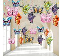Mevronisshop-Lot De 24 Papillon Suspendus En Spirale Décoration De Fête De Printemps Serpentins Papier Papillons Colorés Décor De Serpentin Suspendu De Plafond Pour Anniversaire Été Pâques Fête Maria