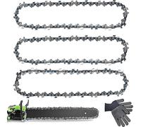 MEVRONISSHOP-Lot de 3 chaînes de tronçonneuse 40 cm 3/8"" LP, 59 maillons d'entraînement de 1,3 mm, à faible rebond, avec 2 gants, chaîne de rechange pour tronçonneuse Oregon, Einhell GH-EC1835, Dolma