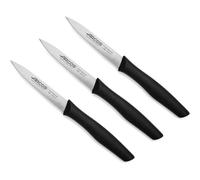 Mevronisshop-Lot De 3 Couteaux D'office. Lame 100 Mm Acier Inoxydable. Manche Polypropylène. Couteaux De Cuisine Éplucheurs. Compatible Lave-Vaisselle. Série Nova. Couleur Noire