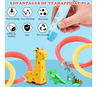 MEVRONISSHOP-Lot de 30 recharges de filament PLA 3D biodégradables compatibles avec MYNT3D, SCRIB3D, PIKA3D - 5 m chacun - 150 m au total - Pour dessin 3D et loisirs créatifs