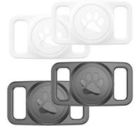 MEVRONISSHOP-Lot de 4 Étui en Silicone imperméable pour AirTag Support de Collier pour Chien et Chat, avec Coque Souple Antichoc Compatible avec Apple AirTag
