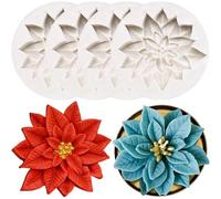 Mevronisshop-Lot De 4 Moules En Silicone En Forme De Fleurs De Noël, Moule À Bougie De Noël, Pour La Fabrication De Savon, De Bougies, D'artisanat, Chocolats, Fondants