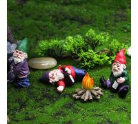 Mevronisshop-Lot De 4 Nains De Jardin Amusants - Ivres Et Assis, Feux De Joie, Sculptures En Résine - Décorations D'extérieur
