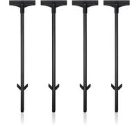 MEVRONISSHOP-Lot de 4 piquets de signalisation pour panneaux - 45 cm - Étanche - En métal - Noir - Pour jardin, cour, pelouse (4, noir)