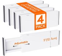 Mevronisshop-Lot De 4 Séparateurs De Tiroirs En Plastique, 12,7 Cm De Haut, 34,3-55,9 Cm, Organisateurs De Tiroirs Ajustables Pour Vêtements, Chambre/Salle De Bain/Cuisine/Bureau Organisation Et Rang