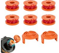 MEVRONISSHOP-Lot de 6 fils de débroussailleuse WA0004.1 pour tous les coupe-bordures WORX 20 V (6 x 3 m de long, diamètre du fil 1,65 mm) + 2 capuchons