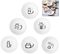 Mevronisshop-Lot De 6 Plat De Sauce Soja En Céramique De Chat, Assiette À Sauce Soja Bol À Sauce Porcelaine Plats De Service De Snack