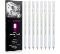 Mevronisshop-Lot De 8 Crayons De Charbon Blanc - Ensemble De Dessin Pour Esquisse, Ombrage Et Estompage - Crayons De Craie Blancs Pour Débutants Et Artistes
