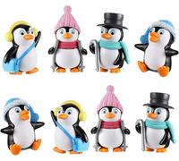 Mevronisshop-Lot De 8 Mini Figurines De Pingouin, Ornements Miniatures De Pingouin, Figurines D'animaux, Micro Paysage Diy Ornements En Résine, Pour Bonsaï, Mini Décoration De Jardin, Porte-Clés À Fa