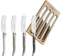 Mevronisshop-Lou Laguiole - Coffret Cadeau En Bois Avec 4 Tartineurs - Tradition - Acier Inoxydable 18/0, Finition Brillante - Couleurs Panachées
