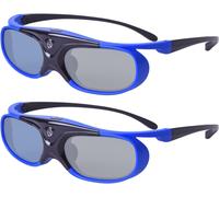 MEVRONISSHOP-Lunettes 3D, Lunettes 3D Actives à Obturation DLP Link Rechargeables pour Projecteur 3D DLP Link - Bleu 2 Pièces