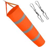 MEVRONISSHOP-Manche à Air Réfléchissante Manche à Vent Indicateur de Direction du Vent avec 2PCS Crochet Rotatif Double pour Airport Jardin Patio Indiquer Direction(80cm)