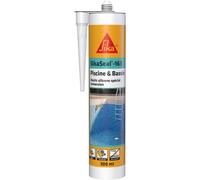 MEVRONISSHOP-Mastic Silicone spécial Immersion - SikaSeal-163 Piscine & Bassin Blanc - Joints de piscines et Zones immergées - Résistant au Chlore - 300 ML