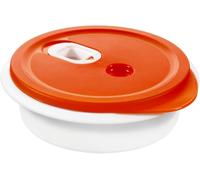 MEVRONISSHOP-Micro Clever Plats à micro-ondes 1l avec couvercle et valve, Plastique (PP) sans BPA, rouge/blanc, 1l (20.0 x 20.0 x 6.5 cm)