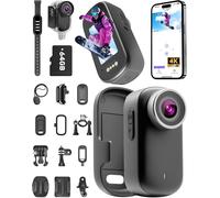 MEVRONISSHOP-Mini Camera 4K, Caméra Sport et SD 64 Go, Etanche Jusqu'à 30 m, Autonomie de 180 Minutes, Grand Angle 150° et Ecran 1,47 Pouces. Caméra vlog pour Le Cyclisme, Les Voyages et Les Animaux,