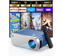 MEVRONISSHOP-Mini Projecteur Video 4K 1080P Supporte, Videoprojecteur Portable avec WiFi et Bluetooth 5.4, Retroprojecteur de Cinéma D'extérieur, Projecteurs Vidéo avec Haut-Parleur pour Téléphone/HD