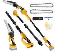 MEVRONISSHOP-Mini Tronçonneuse 2 en 1 sans fil 8 pouces compatible avec Dewalt 20V, tronçonneuse sans balais avec rallonge de 2 m pour l'élagage des branches et l'entretien du jardin (sans batterie)