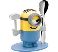 Mevronisshop-Minions Coquetier En Plastique Et Acier Inoxydable Cromargan Poli Avec Cuillère Passe Au Lave-Vaisselle Jaune/Bleu