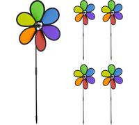 Mevronisshop-Moulin À Vent, Design Fleur, Lot De 5, Décoration Jardin, Balcon, 66 X 27 X 7 Cm, Arc-En-Ciel, Coloré