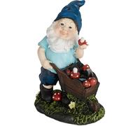 MEVRONISSHOP-Nain de Jardin avec Champignons, résiste aux intempéries et Gel, HxLxP: 14,5x10,5x7 cm, Figurine, Multicolore