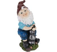 MEVRONISSHOP-Nain de Jardin avec Pompe à Eau, résiste aux intempéries, HxLxP: 24,5x11x14 cm, Figurine déco, Multicolore