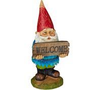Mevronisshop-Nain De Jardin «Welcome», Résistant Aux Intempéries, Pierre Artificielle, Jardin, Porte De Maison, Coloré