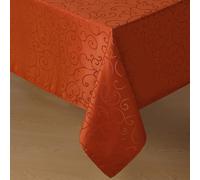 Mevronisshop-Nappe Automne Rectangulaire 240x140 Cm Anti Tache Orange Jacquard Nappe Extérieurs Résistant À L'eau,Lavable Tissu Protection Grande De Table Pour Jardin,Anniversaires,Fete,Mariage,Hôtel