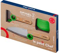 Mevronisshop-Opinel - Coffret De Cuisine Pour Enfant Le Petit Chef - Couteau, Éplucheur & Guide De Coupe - Anneau Pédagogique - Lame Arrondie - Fabrication Française