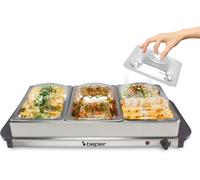 Mevronisshop-P101tem002 Chauffe-Buffet, Chauffe-Aliments, 4 Plateaux Amovibles + Base Chauffante, Thermostat Réglable Et Poignées Isolantes, Lavable Au Lave-Vaisselle, Idéal Pour Les Fêtes