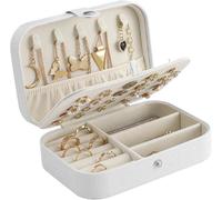 Mevronisshop-Petite Boîte À Bijoux De Voyage Pour Colliers, Bagues, Bracelets, Boucles D'oreilles - Similicuir De Qualité Supérieure - Boîte Cadeau Pour Filles Et Femmes (Blanc)