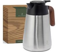 Mevronisshop-Pichet Isotherme (1,5l) - Thermos En Acier Inoxydable 304 À Double Paroi Avec Poignée En Imitation Bois - Carafe Isotherme Avec Bec Verseur Anti-Goutte