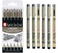 Mevronisshop-Pigma Micron Stylos Pointe Callibrée Set De 6, Encre Permanente Noire Résistante À L¿Eau, Variété De Tailles Stylos Pour Écriture, Dessin & Journaling