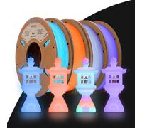 MEVRONISSHOP-PLA Filament Bundle,1,75 mm 3D Printer Filament +/- 0,03mm,Multicolor PLA Filament Set,250g x4 Spool, Glow in The Dark pla,Multicolor/Purple/Orange Red/Blue