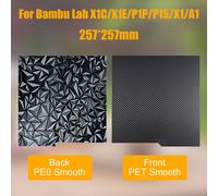 MEVRONISSHOP-Plaque d'Impression Double Face PEO+PET Texturée pour Bambu Lab X1 X1C X1E P1P P1S A1, Plateau Magnétique en Acier à Ressort 257x257mm