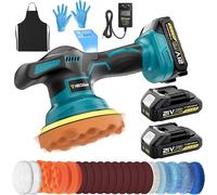 Mevronisshop-Polisseuse Voiture Sans Fil, 8 Vitesse Variable Lustreuse, 21v Polisseuse Orbitale Voiture 6 Pouces Avec Écran Lcd 2x2,0 Ah Batteries, 26 Accessoires Pour Polissage,Cirage Et Finition De