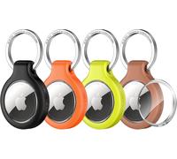 MEVRONISSHOP-Porte Clé pour Airtag 2021 Lot de 4 Coque de Protection pour Airtags avec Cercle avec Couvercle TPU Ttransparent Anti-Perte &Anti-Chute & Anti-Rayures pour Clés/Sacs/Chat/Chien
