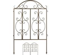 Mevronisshop-Relaxdays Clôture De Jardin En Acier, Système D'emboîtement 3 Pièces, Bordure Décorative, Hxl : 98 X 63,5 Cm, Bronze