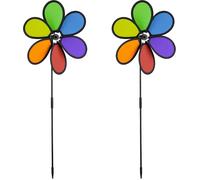 Mevronisshop-Relaxdays Moulin À Vent, Design Fleur, Lot De 2, Déco Pour Balcon, Terrasse, Jardin, Hlp 66x27x7 Cm, Arc-En-Ciel, Coloré