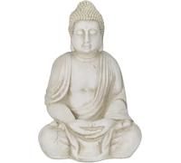 Mevronisshop-Relaxdays Statue Bouddha Xxl, Assis, Grand, Jardin, 70 Cm De Haut, Résistant Aux Intempéries Et Au Gel, Déco, Crème