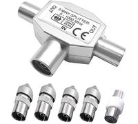 MEVRONISSHOP-Répartiteur d'antenne TV 2 voies répartiteur coaxial 1 vers 2 câble satellite avec adaptateur d'antenne mâle vers femelle prise TV RF