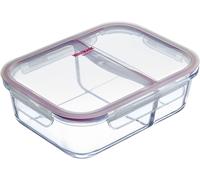 Mevronisshop-Retail Invoice, De_Home, Wevdg 234722e1 Boîte De Conservation En Verre Avec 2 Compartiments Séparés Passe Au Micro-Ondes Et Au Four, Verre/Silicone/Plastique Transparent/Rouge 570 Ml