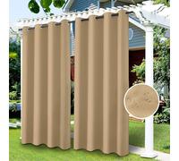 Mevronisshop-Rideau Occultant Imperméable Avec ?illets, Pour Tonnelle De Jardin, Porte Coulissante, Pergola, Protection De La Vie Privée Et Isolation Thermique, Beige, 132 X 238 Cm
