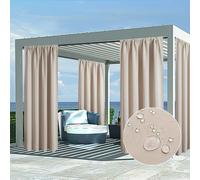 Mevronisshop-Rideau Pour Pergola Extérieur Impermeable - Rideaux Occultant Thermiques Anti Chaleur Anti Uv Passe Tringle Pour Kiosque De Jardin Terrasse Baraque De Plage,140×225 Cm, Beige, Lot De 2