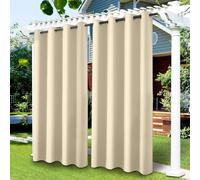 Mevronisshop-Rideaux D'extérieur Imperméables, Rideau Occultant Isolant Thermiques Pour Pergola, Cabanon Jardin Exterieur, Gazebo, Porche Terrasse Pavillon, 1 Panneau (Blanc Crème, 132 X 238 Cm)
