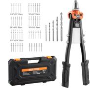 Mevronisshop-Riveteuse Manuelle À Deux Mains, Kit D'outils À Riveter Complet, Pour Métal Automobile Maison, Pince À Rivet Aveugle Avec 230 Rivets, 5 Embouts Interchangeables, 5 Forets Et 1 Mallette